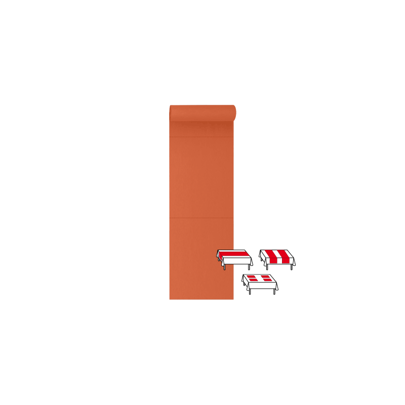 3 en 1 : Chemin de table, Tête à tête, Set de table 48 x 61 - 48 ML
(non tissé 72 gr aspect peau de pêche) couleur:Orange 2