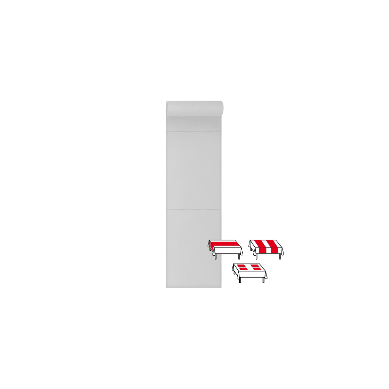 3 en 1 : Chemin de table, Tête à tête, Set de table 40 x 61 - 48 ML 
(papier 80 gr) couleur:Blanc